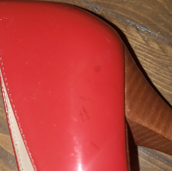 Red Patent Leather and Wood Platform 8M - Picture 4 of 5